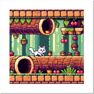 pixel cat game art Posters and Art